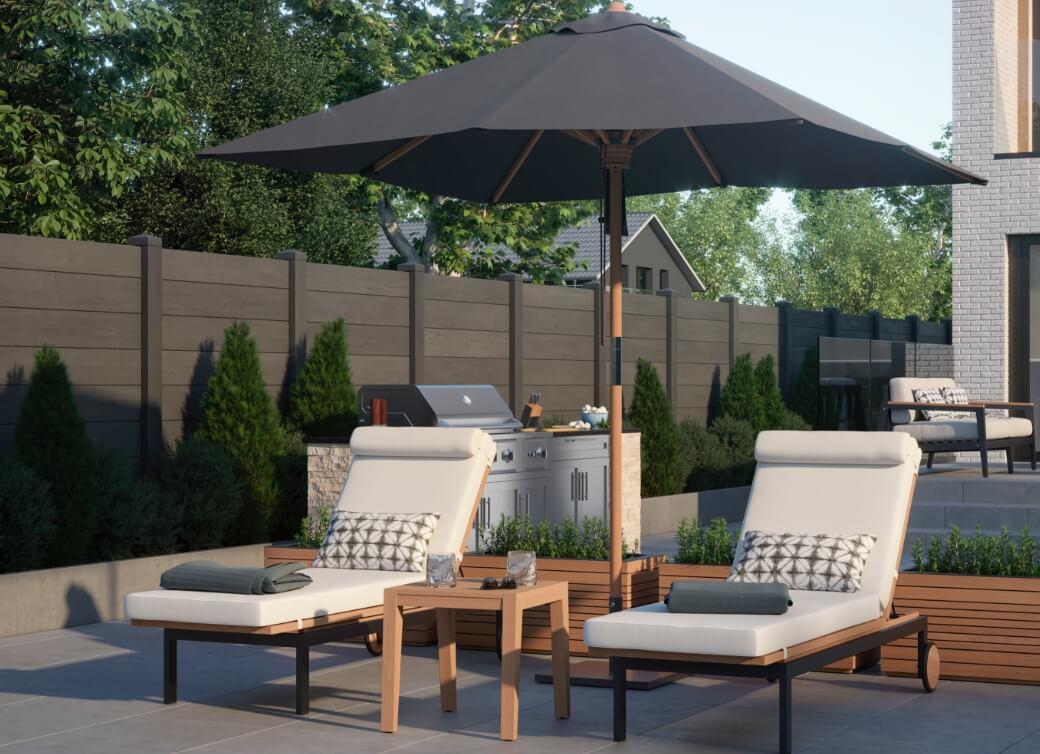 Rhodes 4 Piece Lounge Set with Umbrella